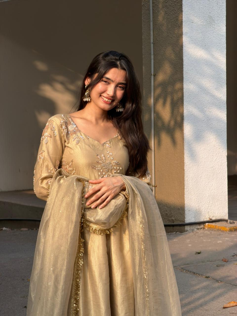 Ivory Gold Anarkali set