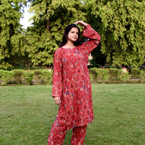 Red printed co-ord set