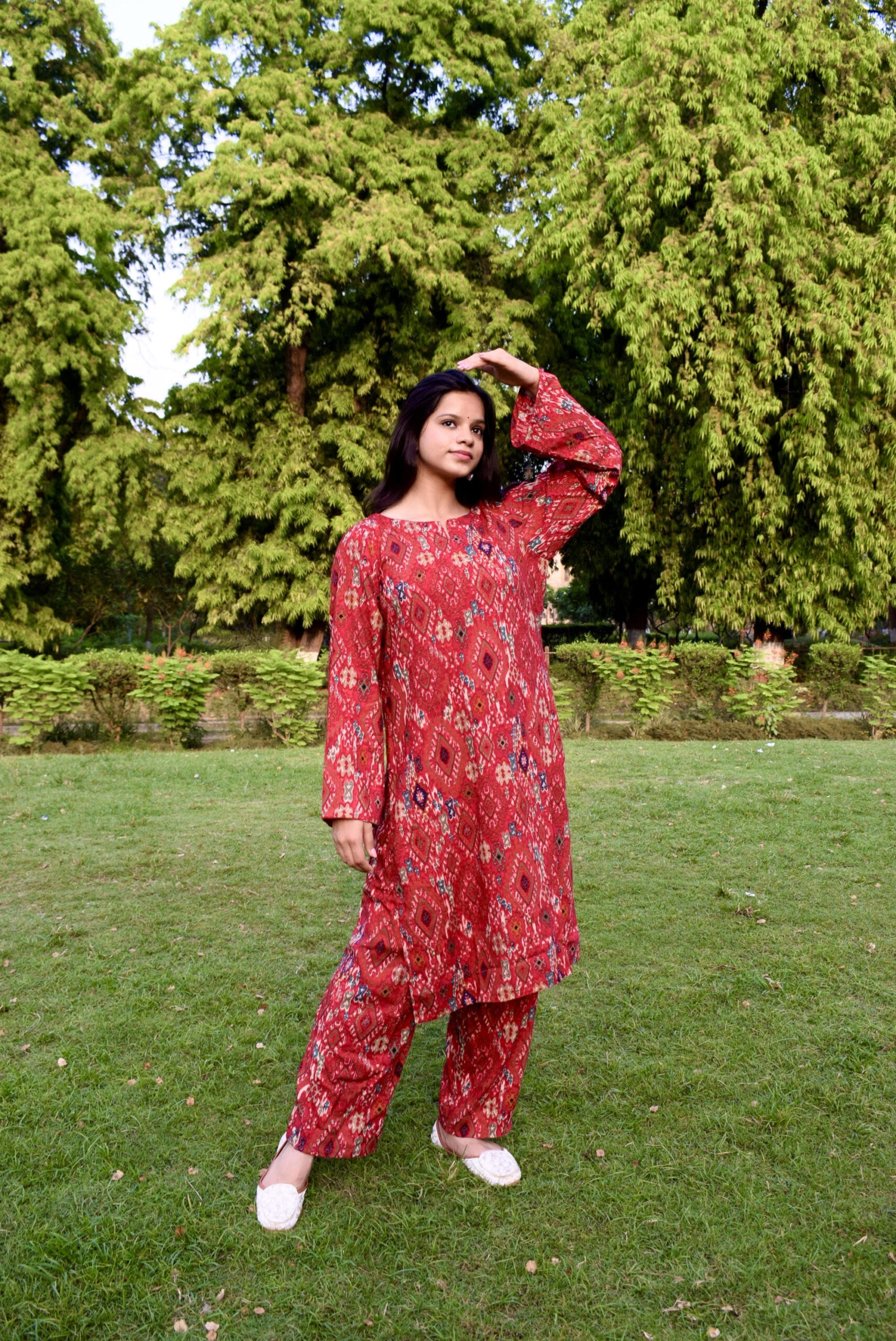 Red printed co-ord set