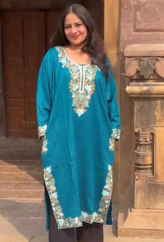 Dhaaga Navy Blue Winter Kurta Set