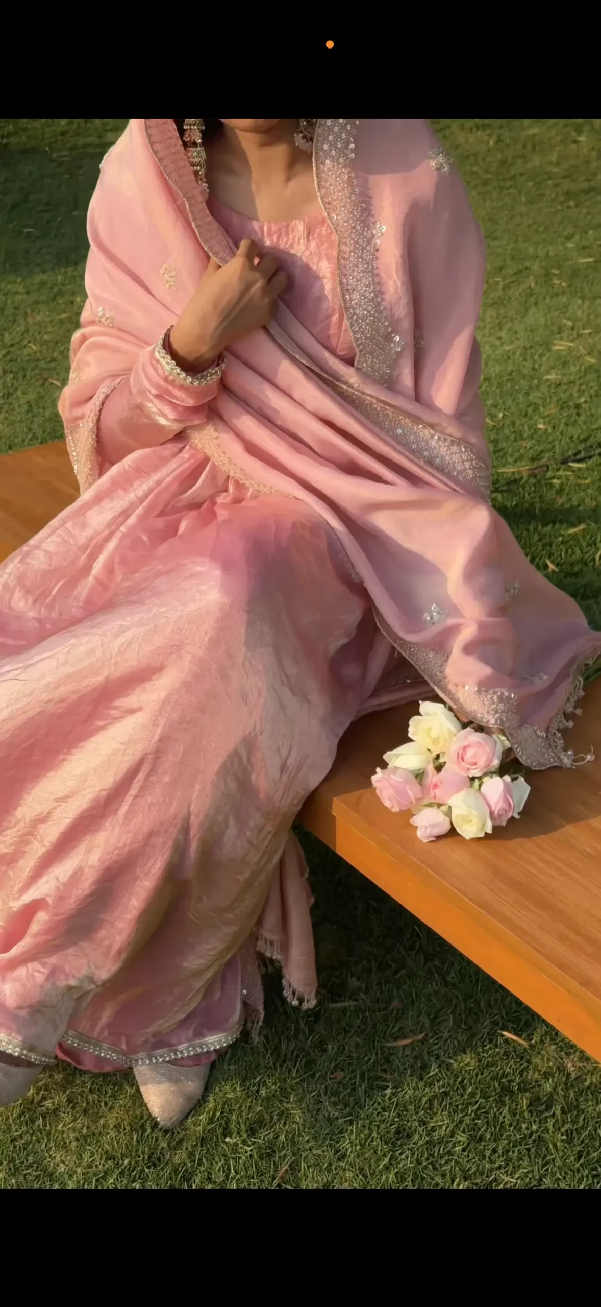 Heavy Flared Anarkali in an Elegant Blush Pink hue - Image 3