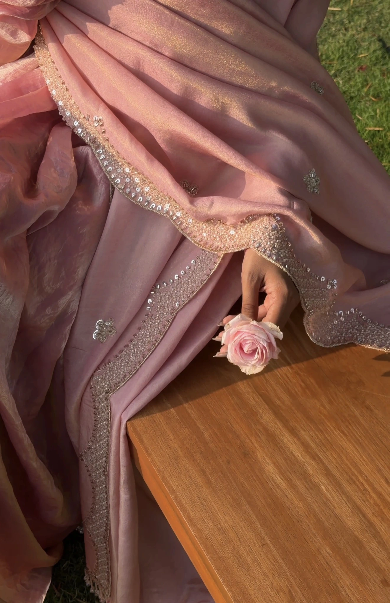 Heavy Flared Anarkali in an Elegant Blush Pink hue - Image 2